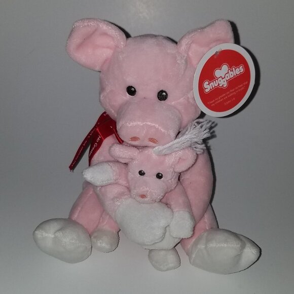 NEW Snuggables Pig + Piglet Plush Stuffed Animal Toys Pink Mama Baby 3 John 1:4 - Picture 1 of 12